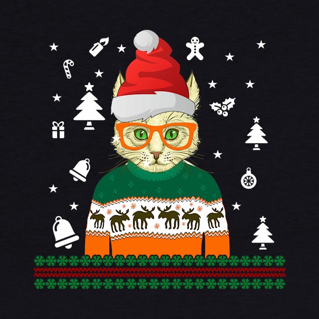 Ugly Christmas Sweater Cat TShirt Ugly Christmas by martinyualiso